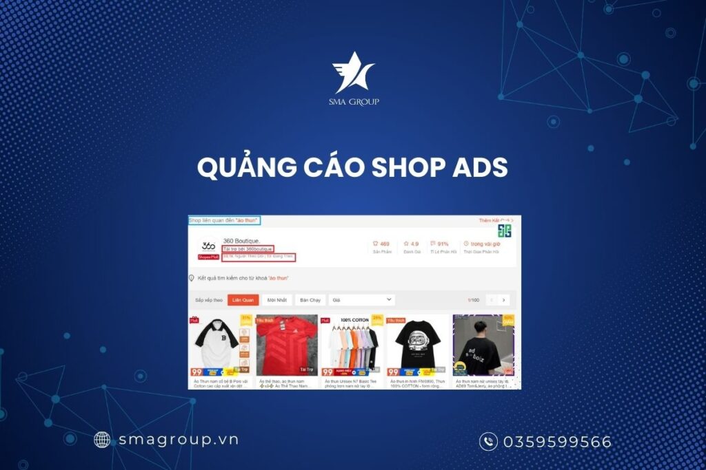 Phương thức quảng cáo Shop Ads trong quảng cáo Shopee