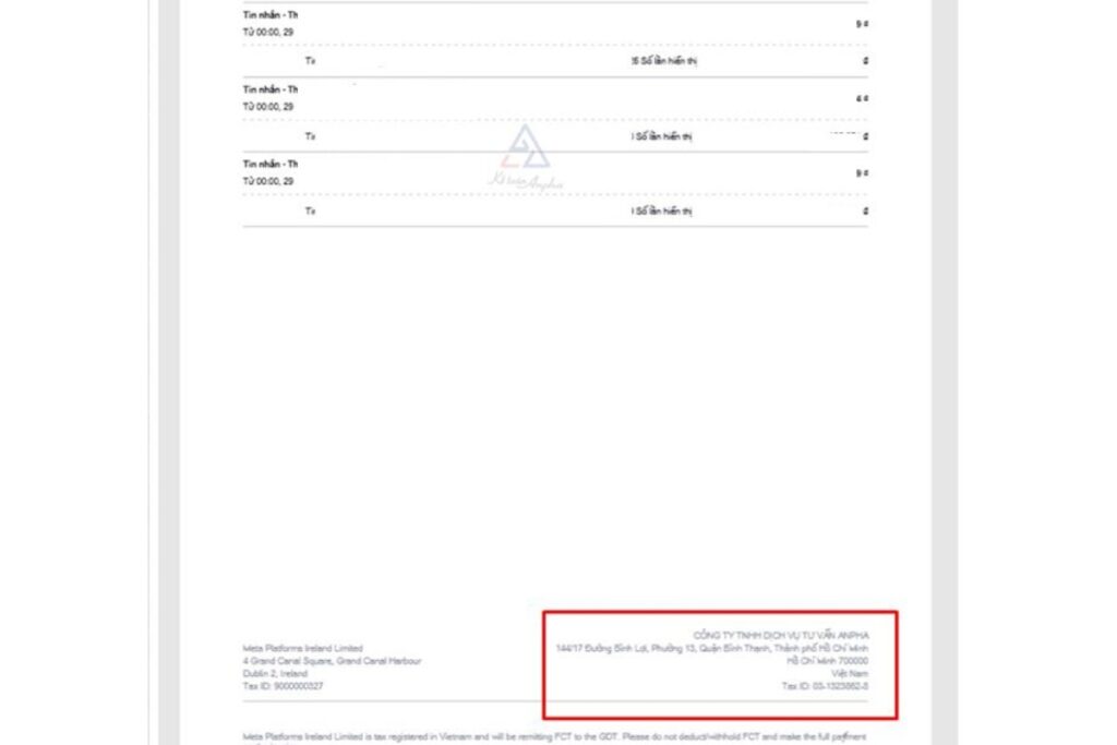 Lưu ý khi xuất hoá đơn Facebook Ads