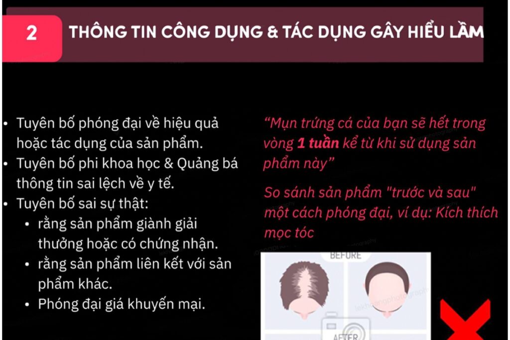 Không cung cấp thông tin hoặc tuyên bố gây hiểu lầm về sản phẩm