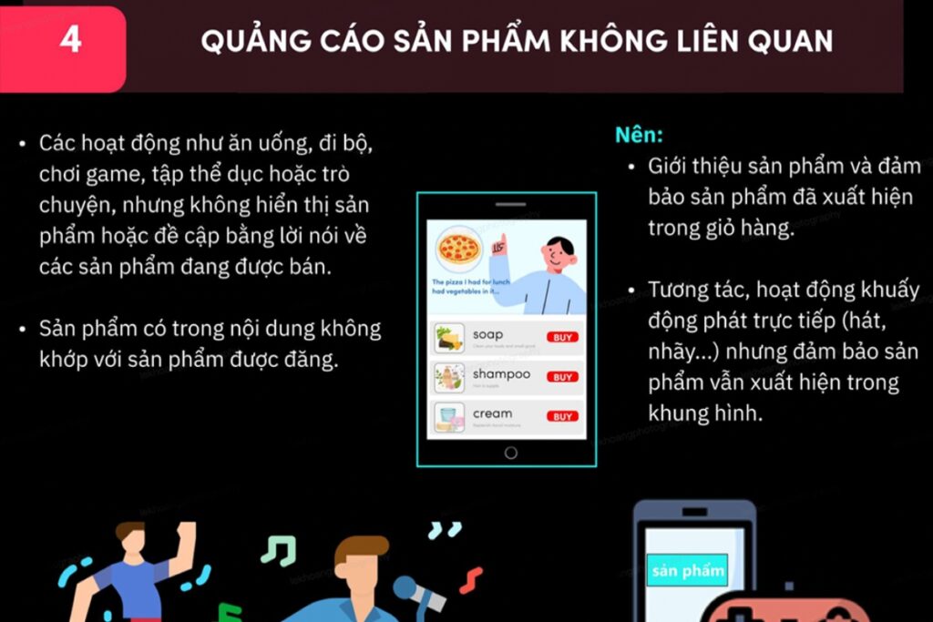 Không quảng cáo sản phẩm không liên quan trong Livestream